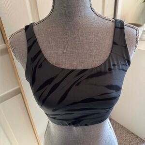 Athleta Black Zebra Print Strappy Sports bra, size s
